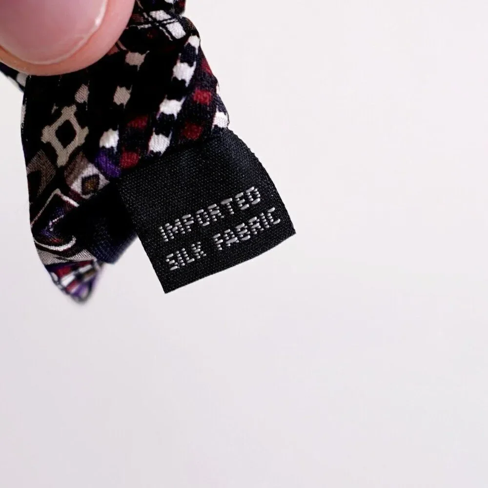 Chez Roffe New York Red Beige‎ Abstract Geometric Print Wide Silk Tie